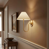 Retro Linen Brass Curved Wall Lamp