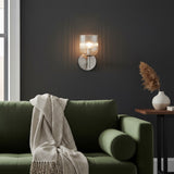 Modern Farmhouse Ribbed Glass Metal Wall Sconce