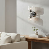 Modern Farmhouse Ribbed Glass Metal Wall Sconce