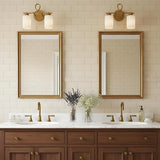 Retro Brass Looped Arm Glass Wall Lamp