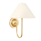 Retro Linen Brass Curved Wall Lamp