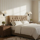 Retro Linen Brass Curved Wall Lamp