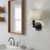 Vintage Fabric Shade Metal Single-Arm Wall Sconce