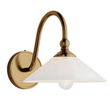 Vintage Curved Arm Glass Wall Lamp