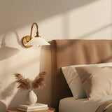 Vintage Curved Arm Glass Wall Lamp