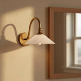Vintage Curved Arm Glass Wall Lamp