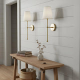 Modern Metal Fabric Shade Long-Rod Wall Sconce