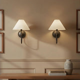 Retro Linen Brass Curved Wall Lamp