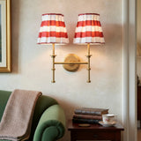Classic Gold Metal Twin Fabric Shade Wall Sconce