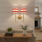 Classic Gold Metal Twin Fabric Shade Wall Sconce