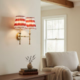 Classic Gold Metal Twin Fabric Shade Wall Sconce