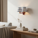 Classic Retro Fabric & Metal Twin Box-Pleat Wall Sconce