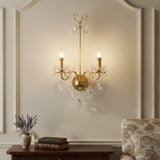 Elegant Luxe Ornate Metal & Crystal Pearl Wall Sconce