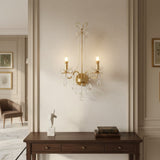 Elegant Luxe Ornate Metal & Crystal Pearl Wall Sconce