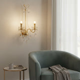 Elegant Luxe Ornate Metal & Crystal Pearl Wall Sconce
