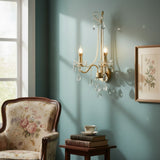 Elegant Luxe Ornate Metal & Crystal Pearl Wall Sconce