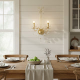 Elegant Luxe Ornate Metal & Crystal Pearl Wall Sconce