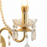 Elegant Luxe Ornate Metal & Crystal Pearl Wall Sconce
