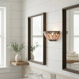 Vintage Tiffany Stained Glass Winged Wall Sconce