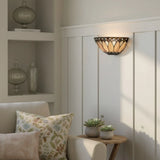 Vintage Tiffany Stained Glass Winged Wall Sconce
