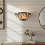 Vintage Tiffany Stained Glass Winged Wall Sconce