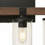 Industrial Black Metal & Wood Vanity Wall Sconce