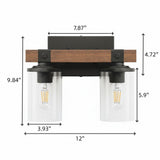 Industrial Black Metal & Wood Vanity Wall Sconce