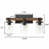 Industrial Black Metal & Wood Vanity Wall Sconce