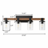 Industrial Black Metal & Wood Vanity Wall Sconce