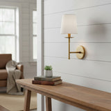 Minimalist Iron White Linen Wall Sconce