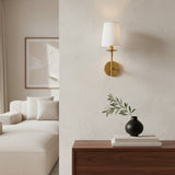 Minimalist Iron White Linen Wall Sconce