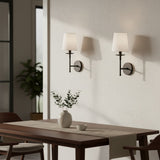 Minimalist Iron White Linen Wall Sconce