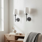 Minimalist Iron White Linen Wall Sconce