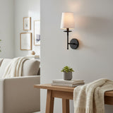 Minimalist Iron White Linen Wall Sconce