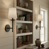 Minimalist Iron White Linen Wall Sconce