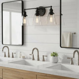 Minimalist 3-Light Clear Glass Vanity Sconce