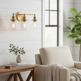 Minimalist 3-Light Clear Glass Vanity Sconce