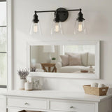 Minimalist 3-Light Clear Glass Vanity Sconce