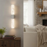 Minimalist Alabaster Cylinder Vanity Wall Sconce