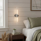 Minimalist 2-Light Glass Tube Wall Sconce