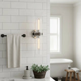 Minimalist 2-Light Glass Tube Wall Sconce