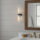 Minimalist 2-Light Glass Tube Wall Sconce