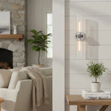 Minimalist 2-Light Glass Tube Wall Sconce