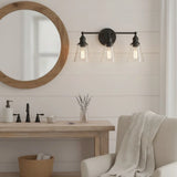 Minimalist 3-Light Clear Glass Vanity Sconce