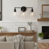 Minimalist 3-Light Clear Glass Vanity Sconce
