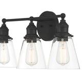Minimalist 3-Light Clear Glass Vanity Sconce