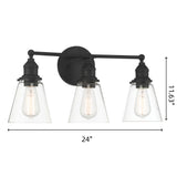 Minimalist 3-Light Clear Glass Vanity Sconce