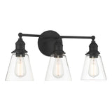 Minimalist 3-Light Clear Glass Vanity Sconce