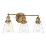 Minimalist 3-Light Clear Glass Vanity Sconce