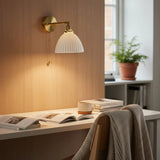 Modern Ceramic Pleated Brass Wall Sconce